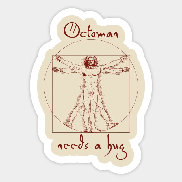 Vitruvian Hug Sticker by GrumpyVulcan